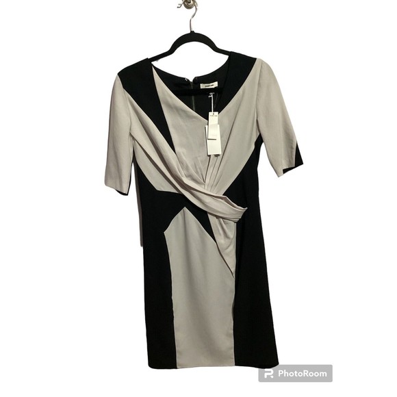 Helmut Lang Geometric Short Sleeve Mini Shift Dress Silk Blend - Picture 2 of 9